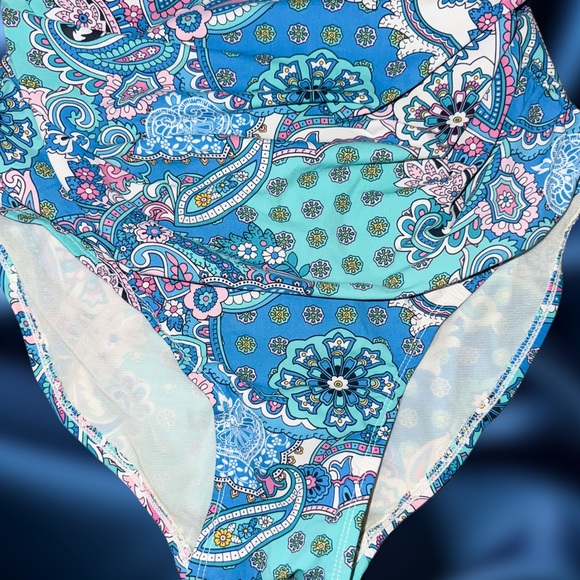Y2K Paisley One Piece Swimsuit ⚡️ Pink & Blue ⚡️ Size M ⚡️ Assets by Spanx - Picture 4 of 5